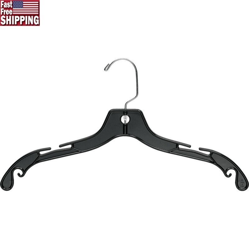 Matte Black Plastic Hangers 100 Pack Heavy Duty 360 Degree Swivel Hook Notches