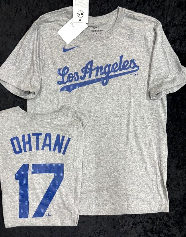 OHTANI LOS ANGELES DODGERS NAME NUMBER GRAY NIKE JERSEY  SHIRT NEW  W TAGS MENS