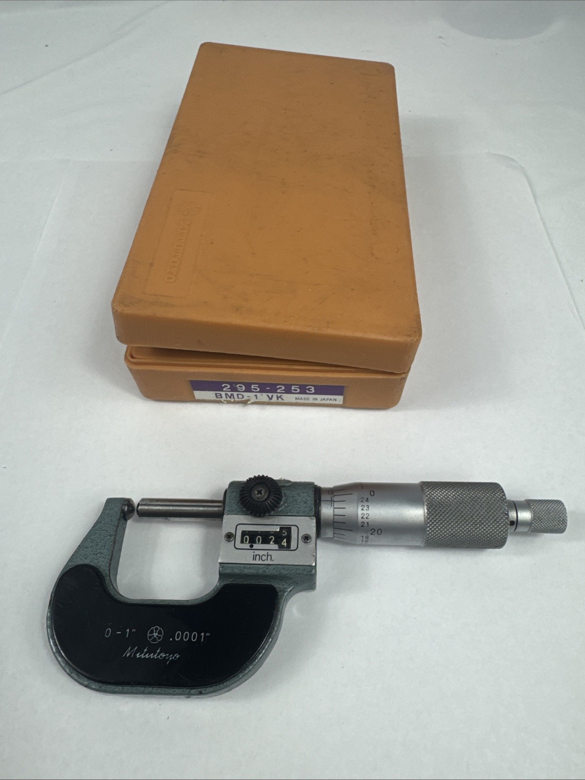 Mitutoyo 0-1” Spherical Anvil Micrometer 295-253 Japan w/ Case Tested