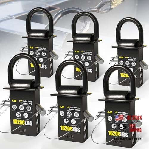 1/2" Heavy-Duty Stake Pocket D-Ring Anchors - 16200 lbs Breaking Load
