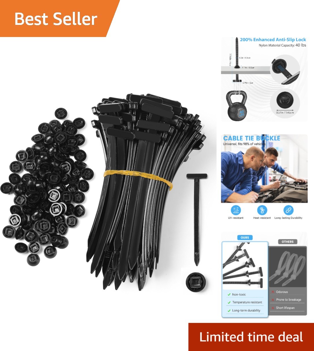 Multifunctional 25 Pcs Nylon Buckle Ties - Quick Installation and UV Resistant