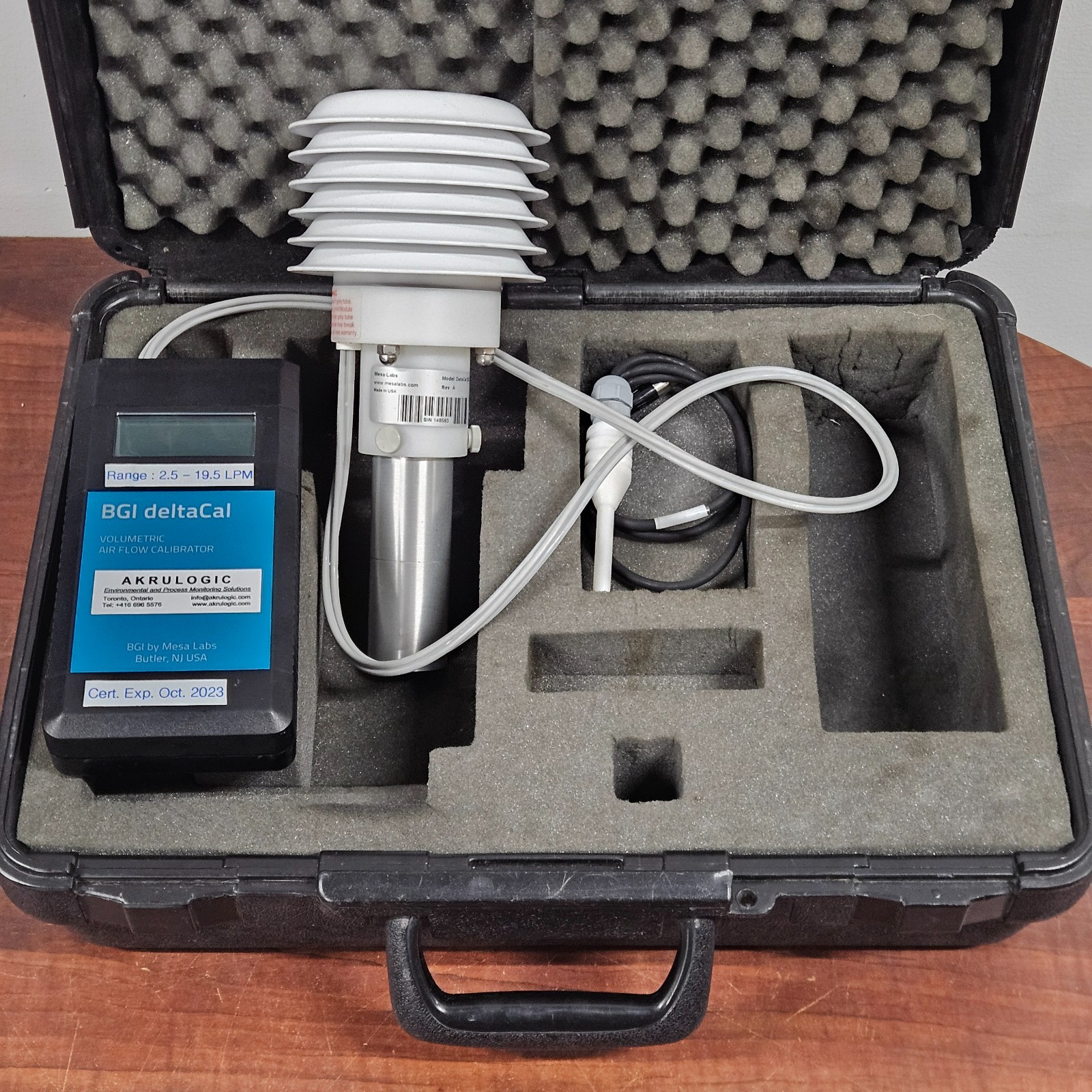 BGI deltaCal Air Calibrator 2.5–19.5 LPM w/ Probe & Case – No Power Supply