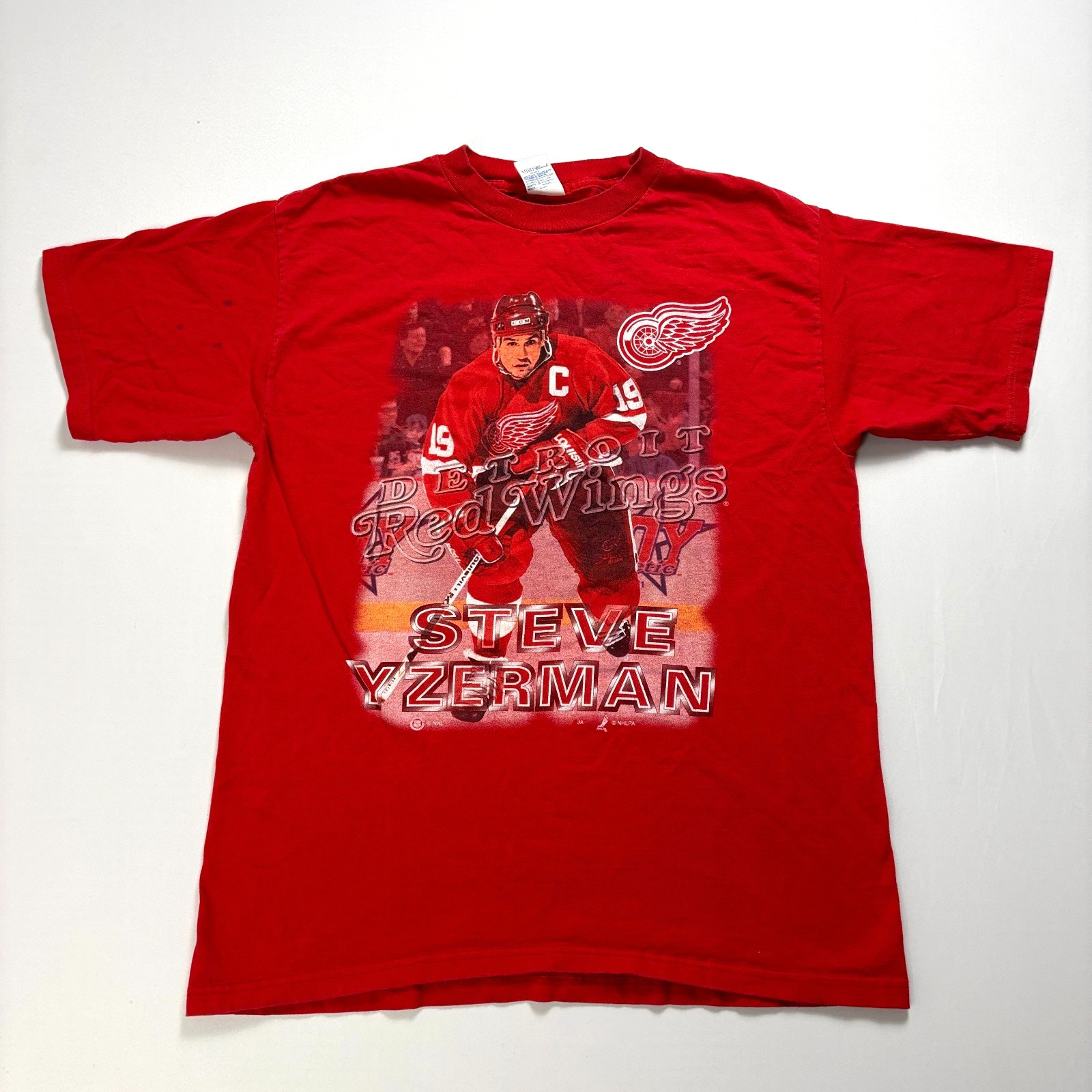 Vintage Detroit Red Wings Steve Yzerman T Shirt Red Sz L Miro NHL Hockey 90s