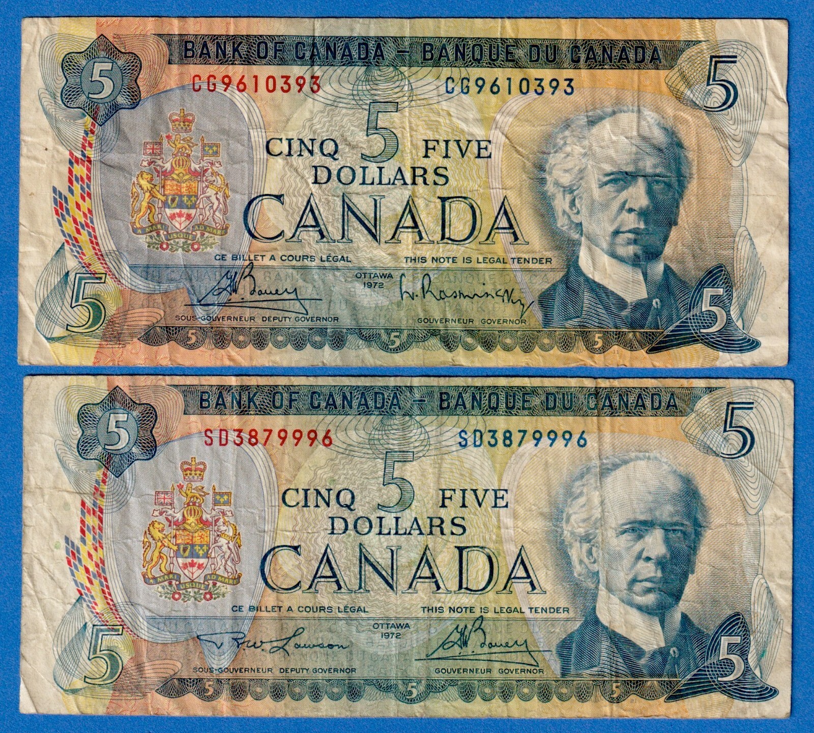Canada  $5 1972 Both Signature Sets P-87a,b / BC-48a,b - Circulated Notes  L1