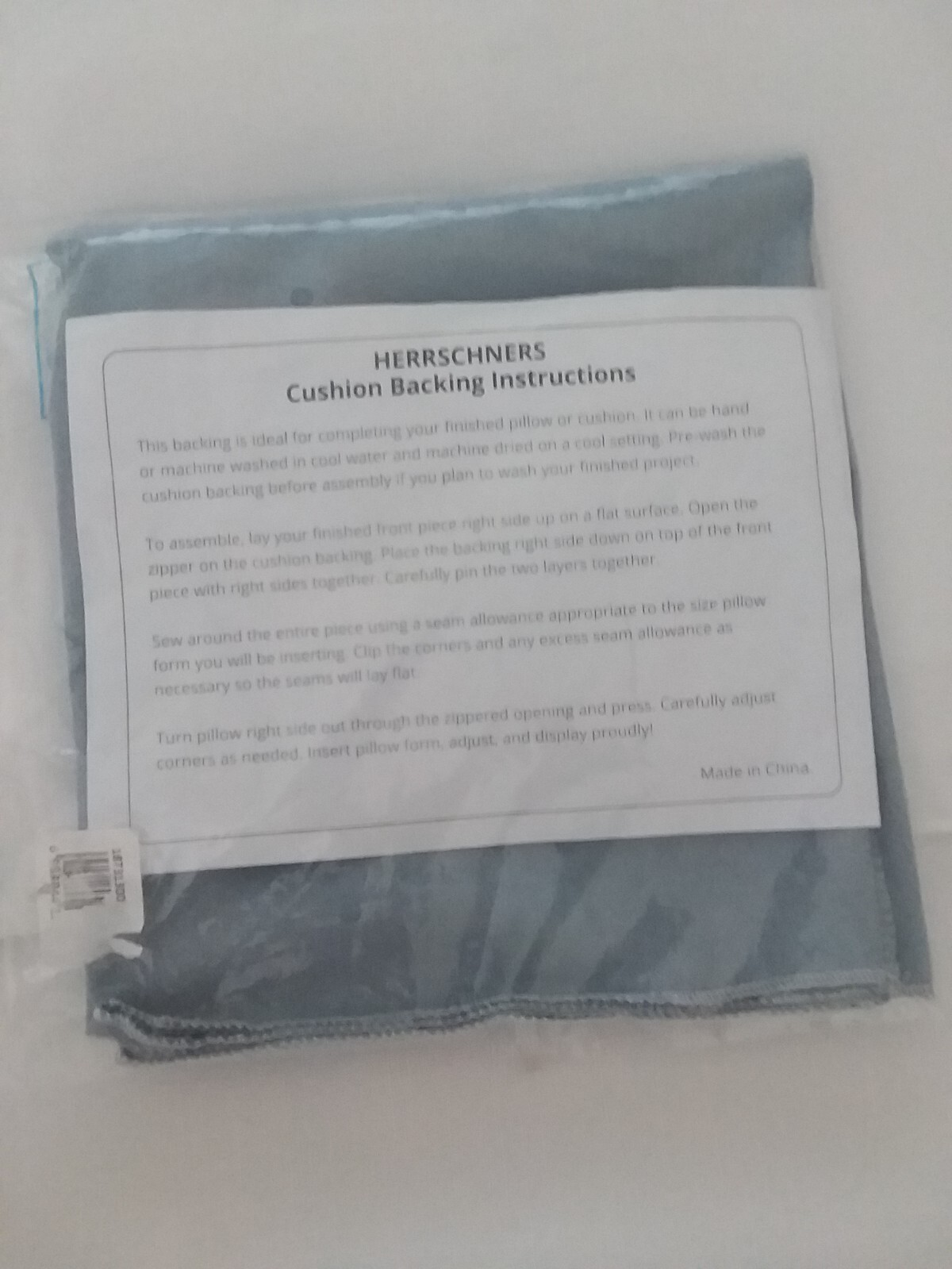 Herrschners Cushion/Pillow Backing With Hidden Zipper