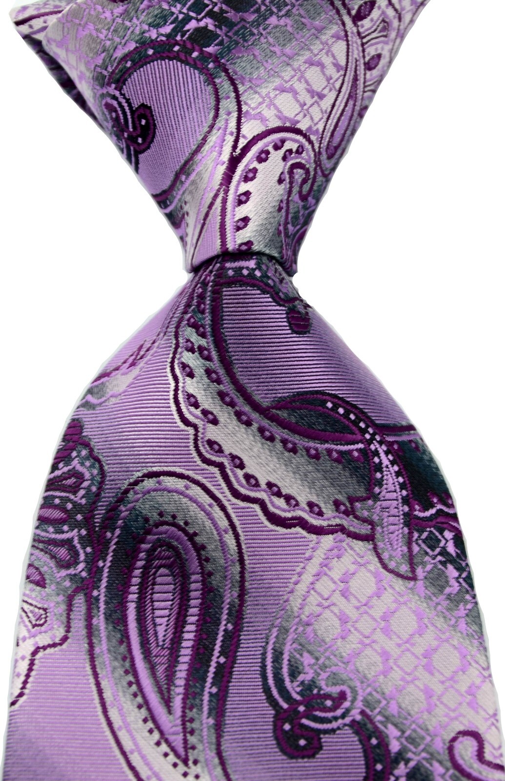 New Classic Paisley Purple Black JACQUARD WOVEN 100% Silk Men's Tie Necktie