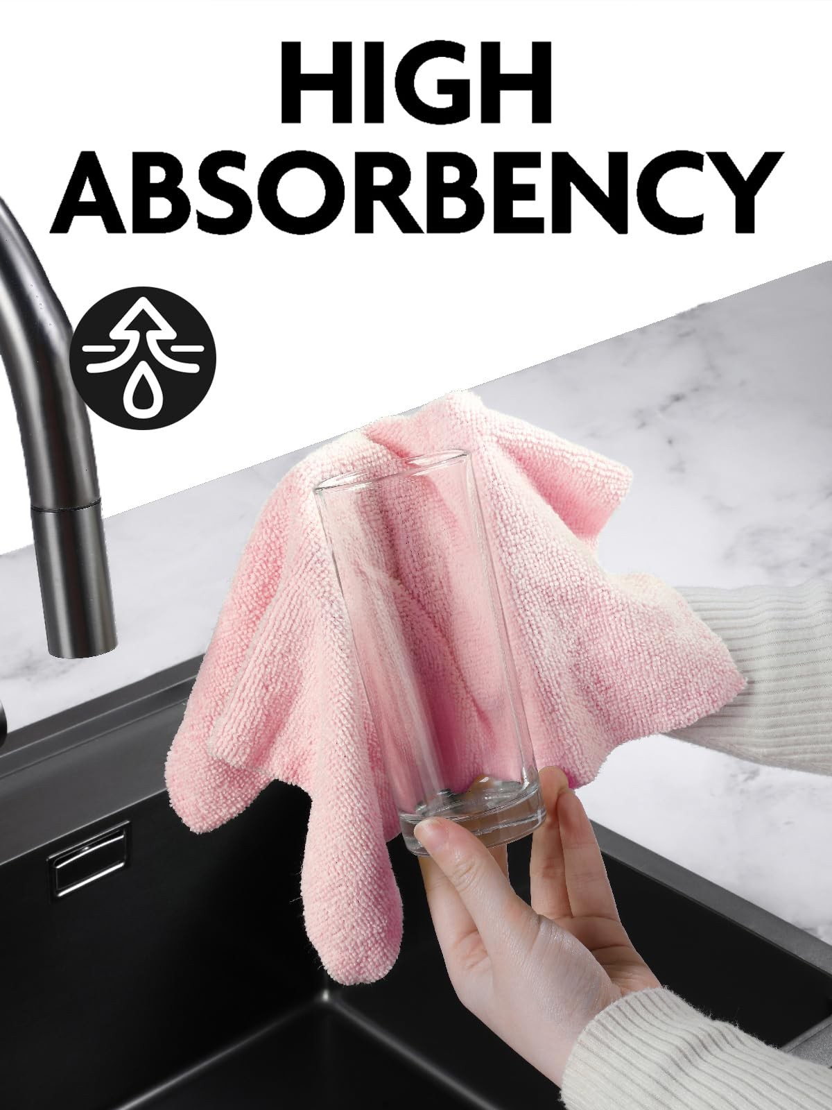 Microfiber Cleaning Cloth Roll -75 Pack, 12" x 12" (Pink)