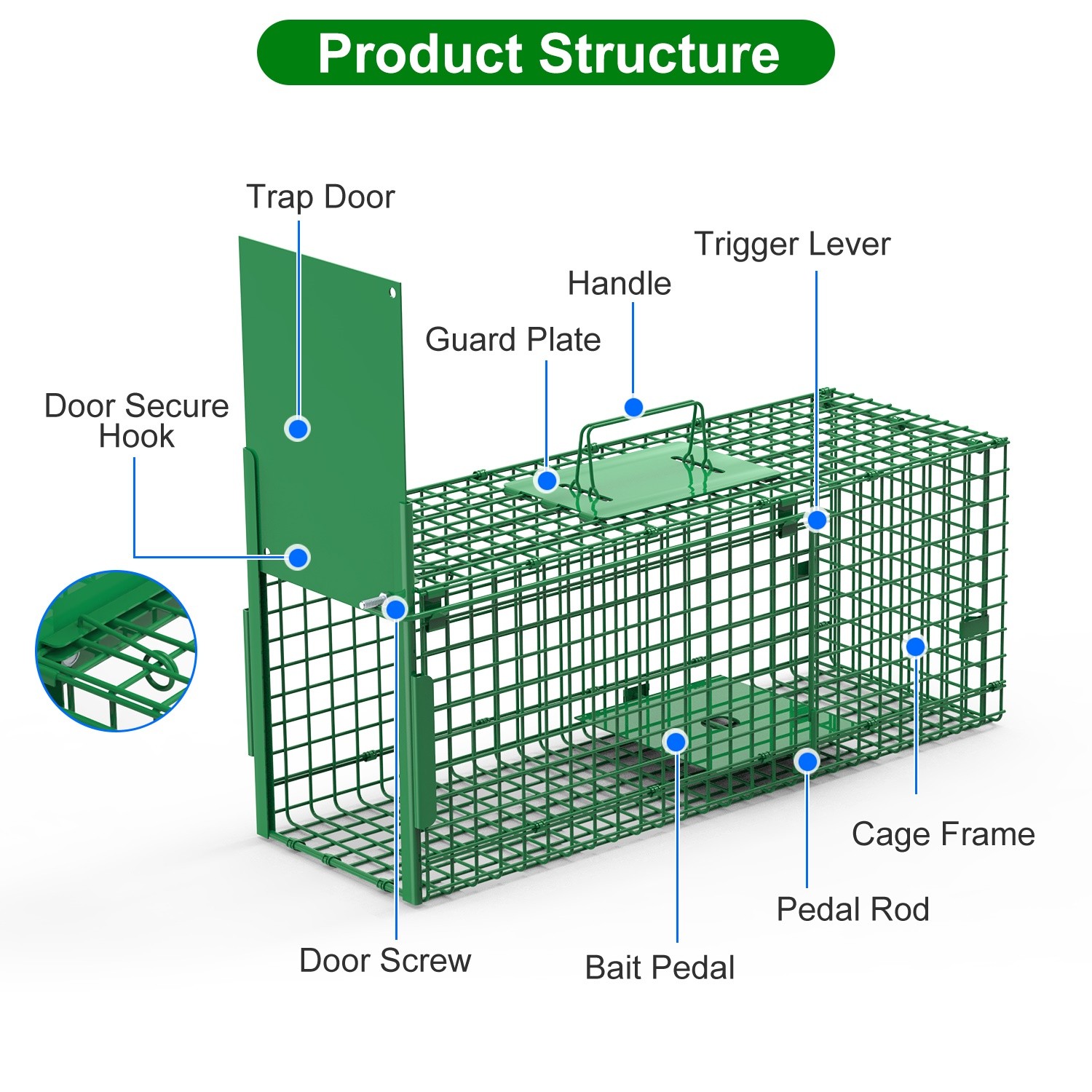 26/40" Heavy Duty Folding Humane Cat Trap Cage Live Animal Raccoons Rodent Cage