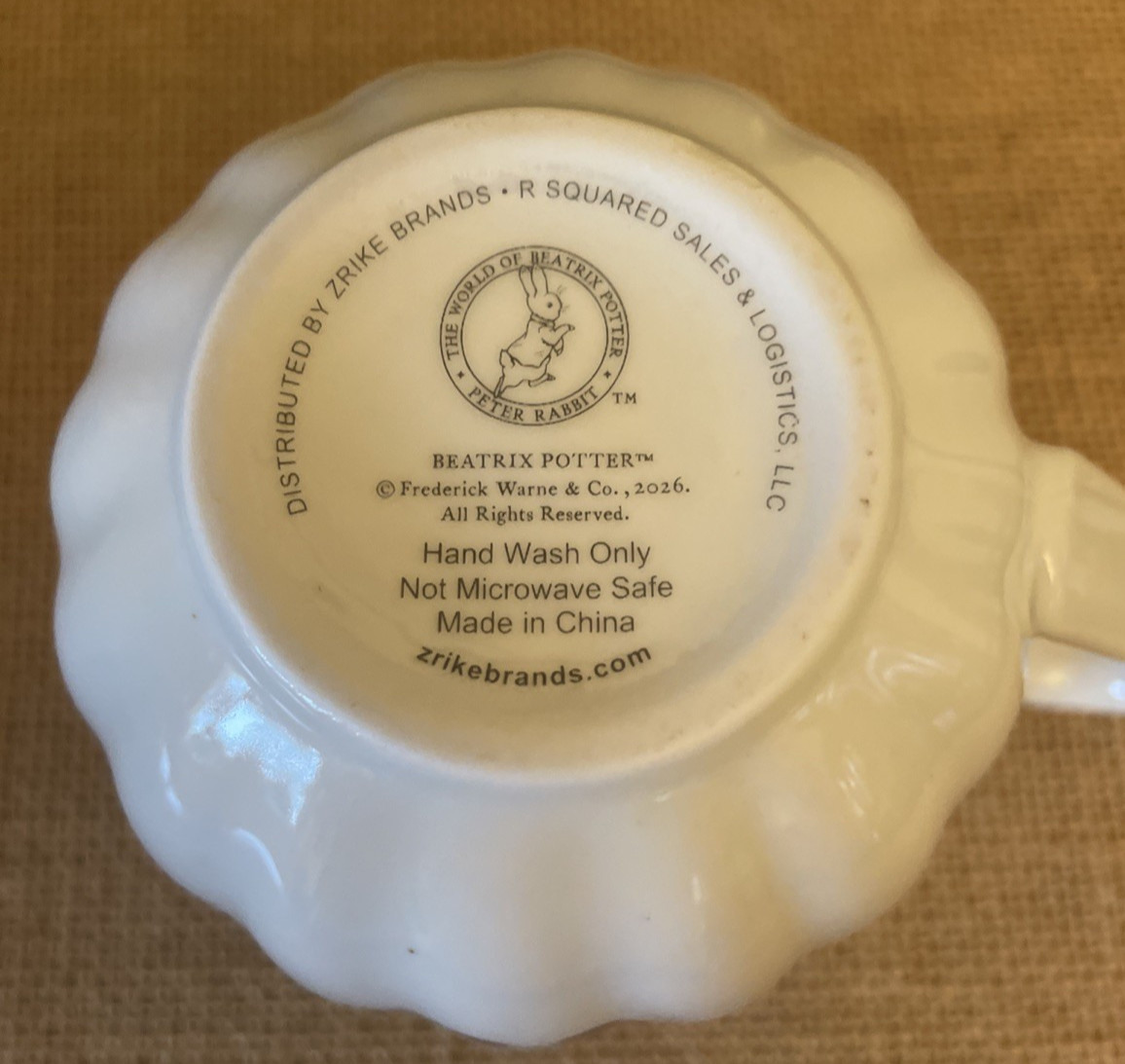 Peter Rabbit China Cup By Beatrix Potter Mint Gold Rim