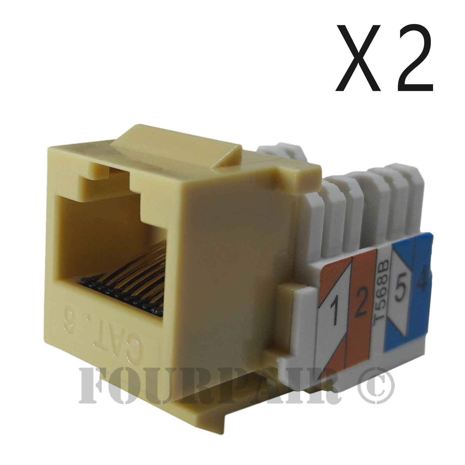 2x Pack Lot CAT6 Network RJ45 Port 110 Punch Down Keystone Snap-In Jack Ivory
