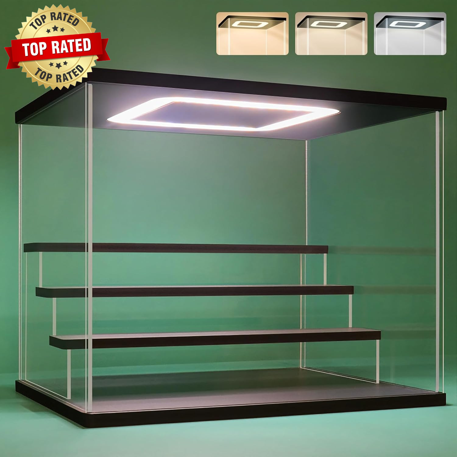 Clear Acrylic Display Case Stand with LED Light 2/3/4/5/6 Tier Storage Box Showc