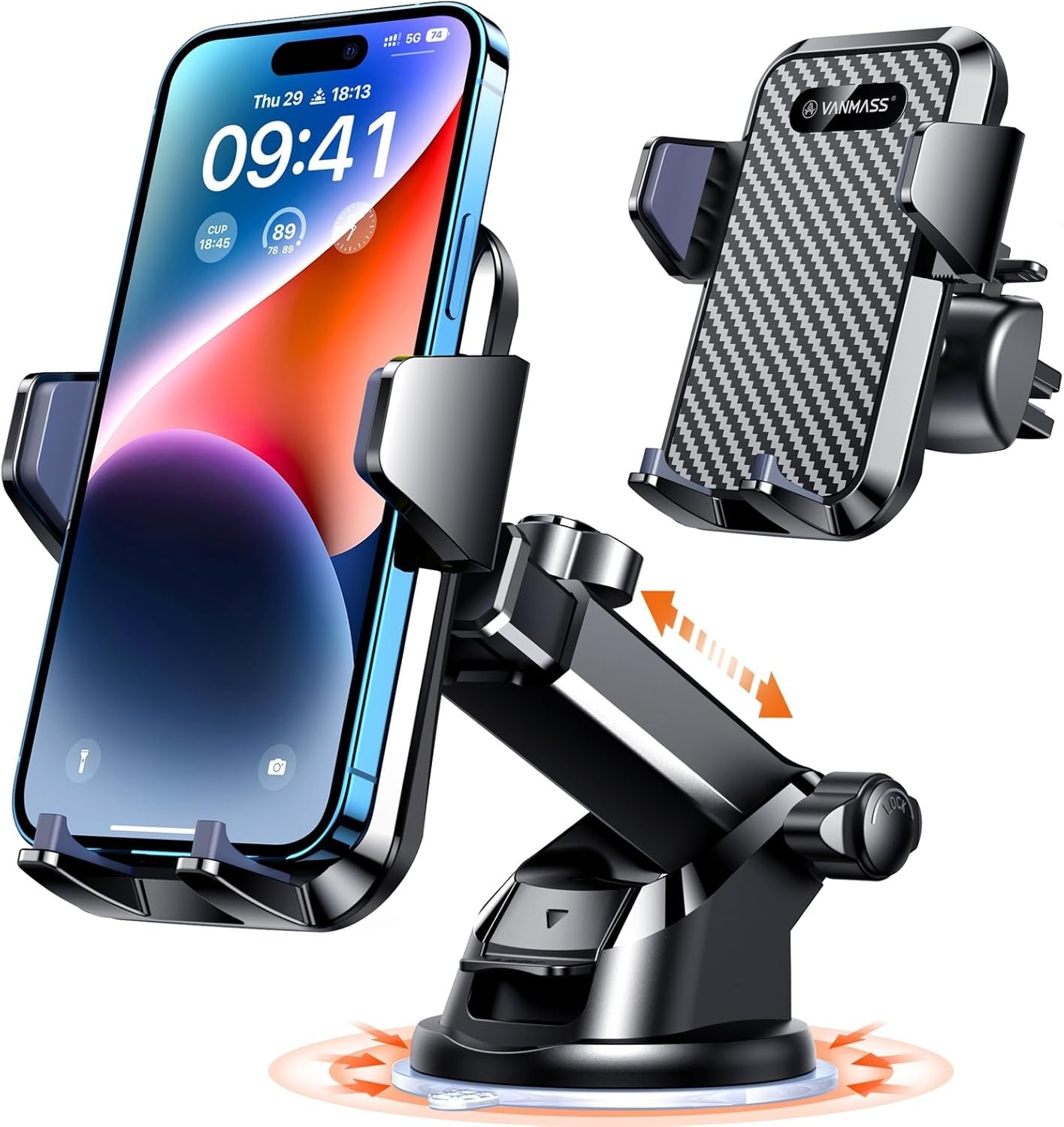 VANMASS【85+LBS Strongest & Ultimate Car Phone & Certs】 Cell Phone Holder for Das
