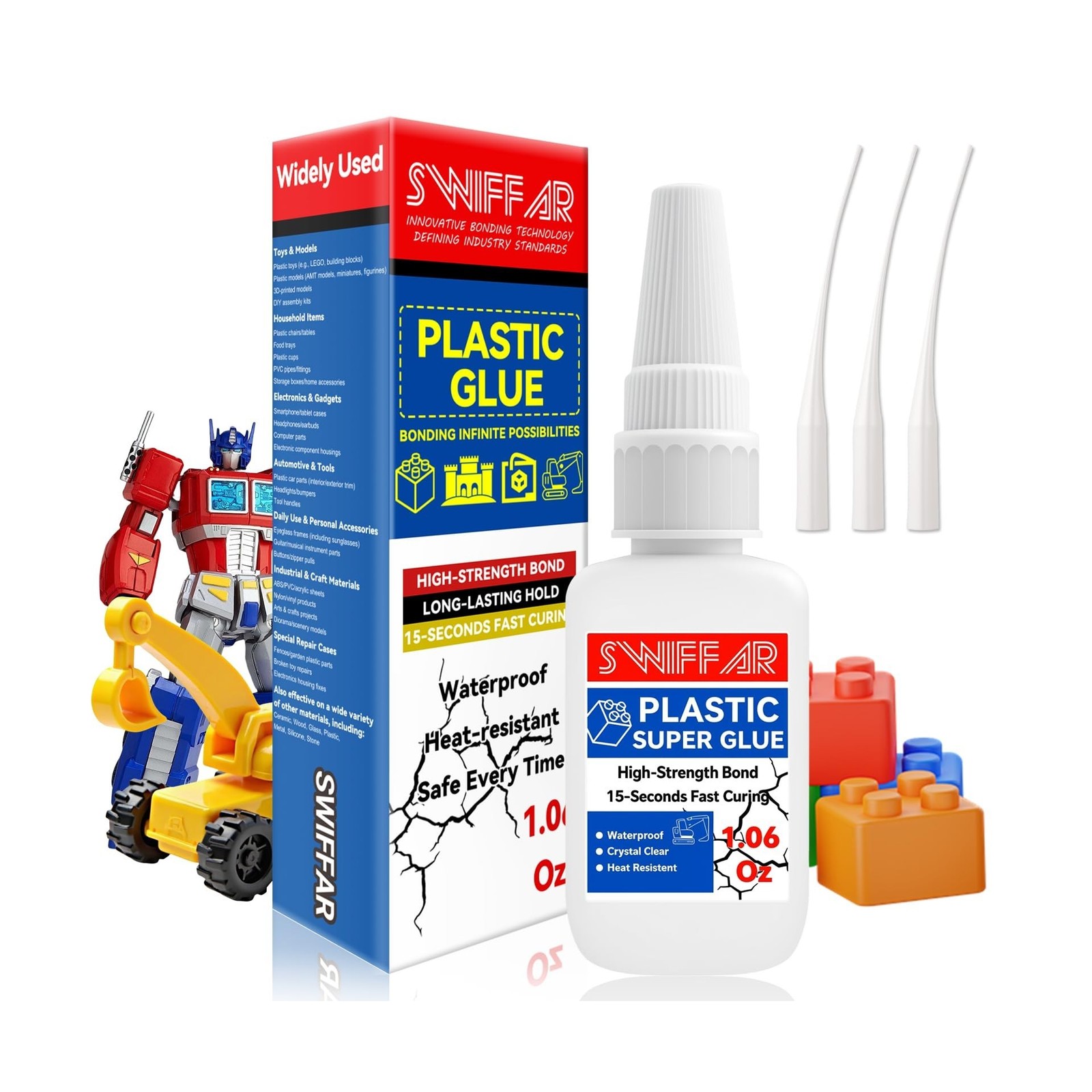 Plastic Glue, Permanent Clear Super Glue for Plastic, Heavy Duty Repair Cemen...