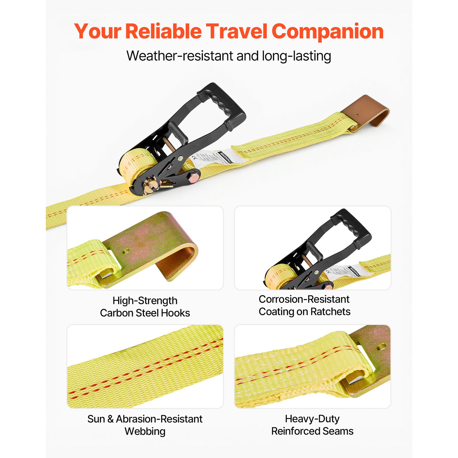 Uimoso Wheel Chock Tie-Down Kit with Flat Hook, 10,009 lbs Load Capacity