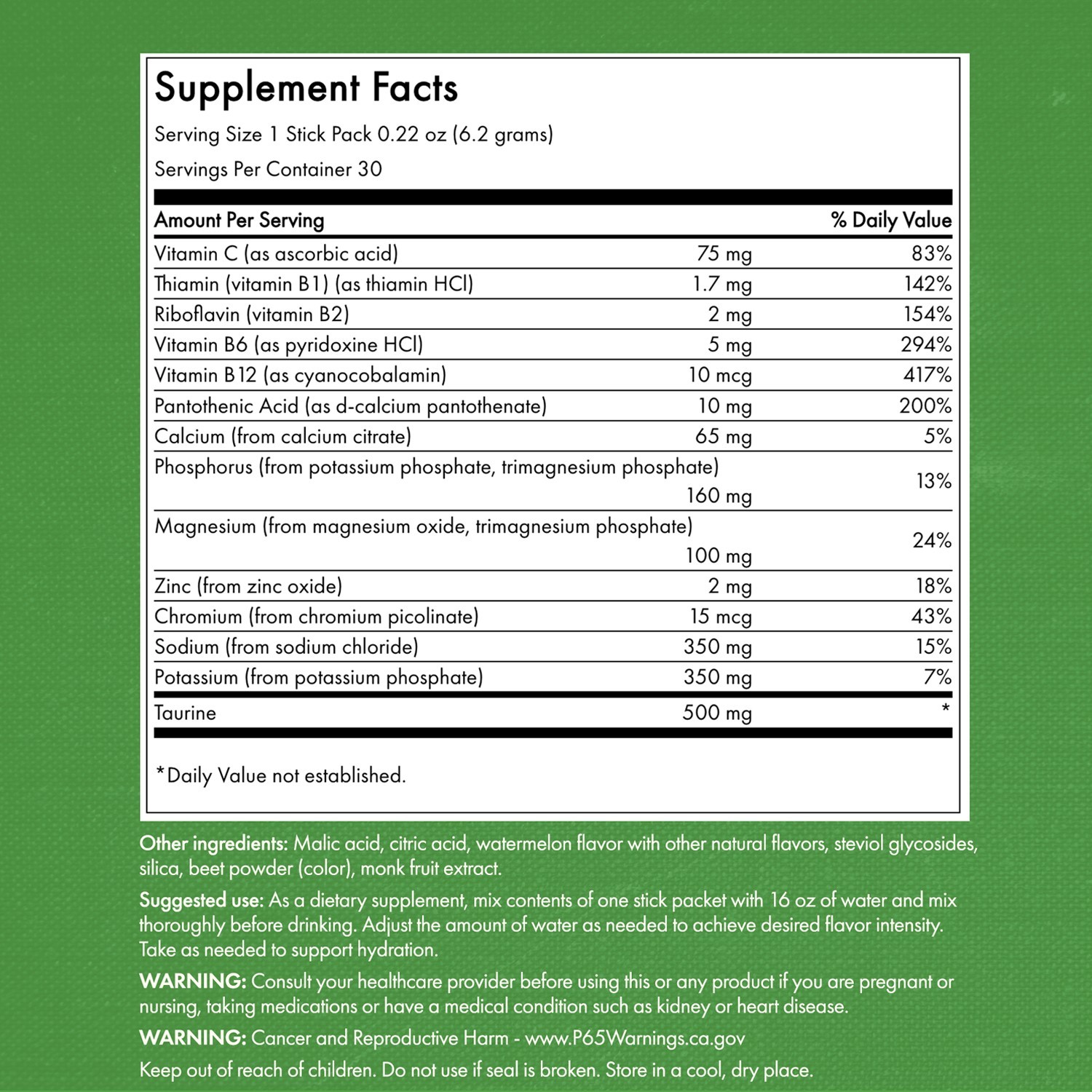 Swanson Simply Hydrate Electrolyte Hydration Mix - Watermelon 30 Pkts Targeted