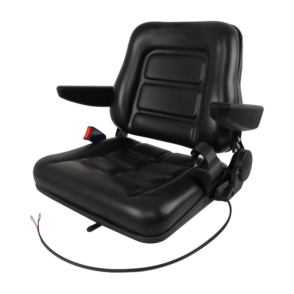 New Universal Tractor Seat Folding & Adjustable Forklift Seat w Seat Switch Belt