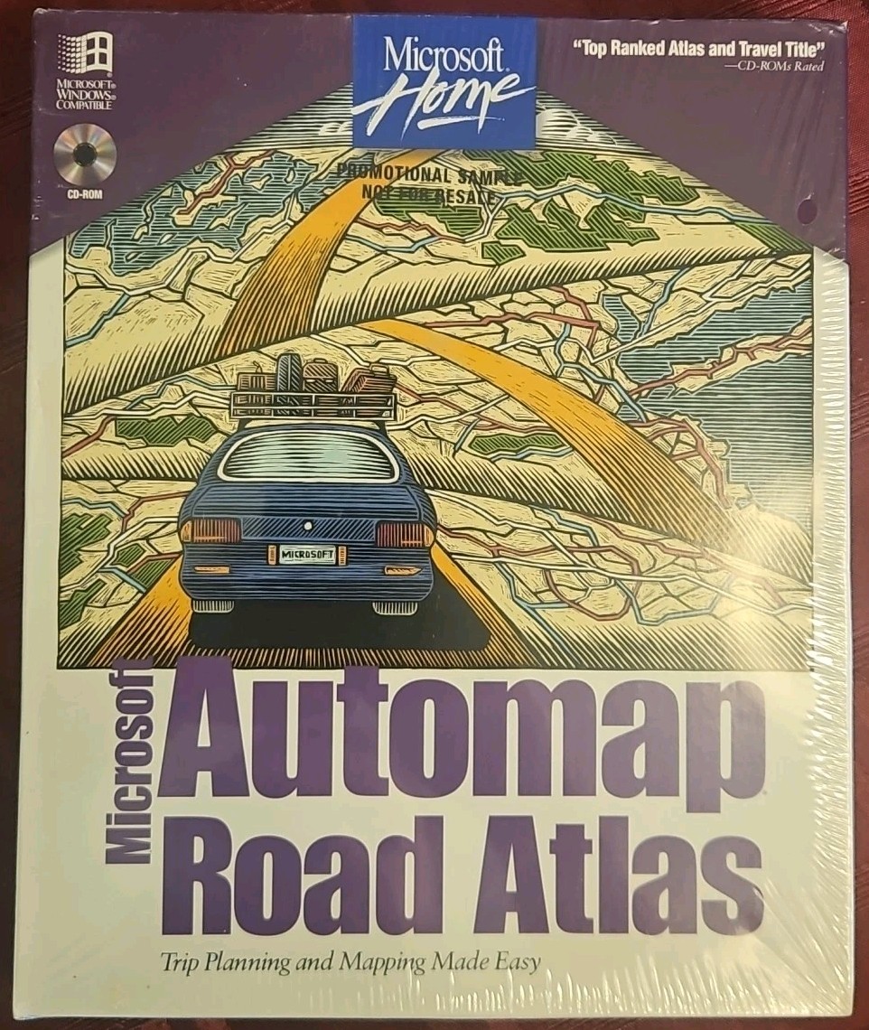 Vintage NOS 95' Microsoft Home Automap Road Atlas 3.5" Disk SEALED