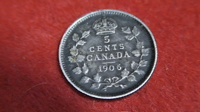 1906 Canadian .925 Silver 5 Cent Coin