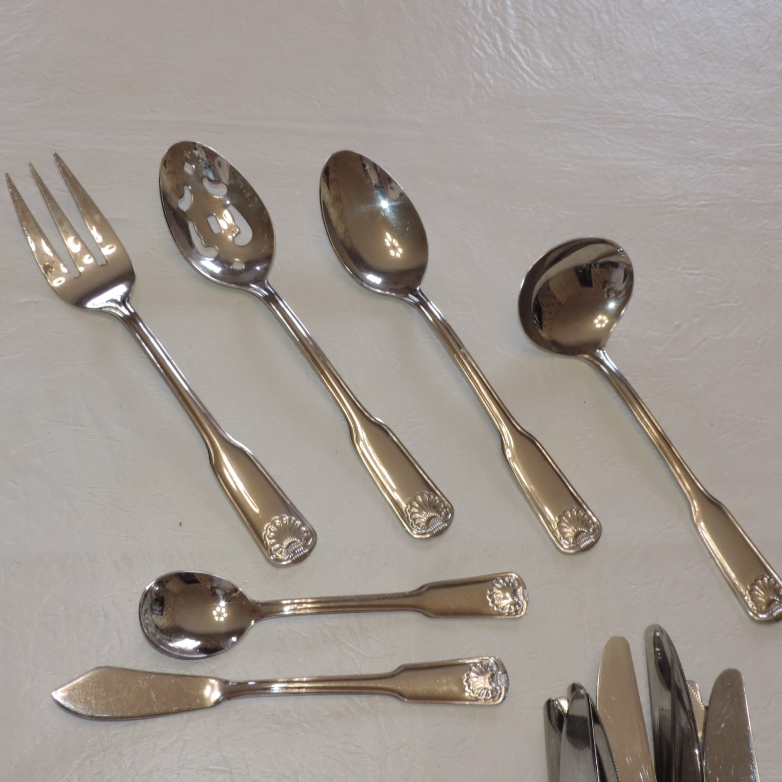 Cambridge SHELL Stainless Flatware 12 7-pc Place Settings + Serving 100 Pieces