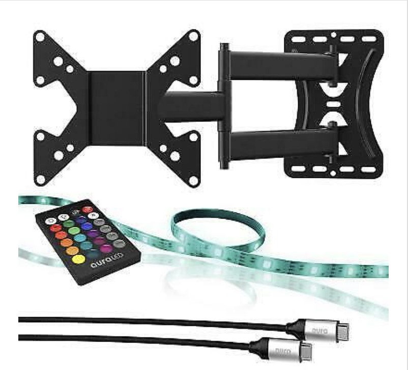 Aura Color Home TV Bundle Wall Bracket 32" to 55" LED Strip Cable Mounting