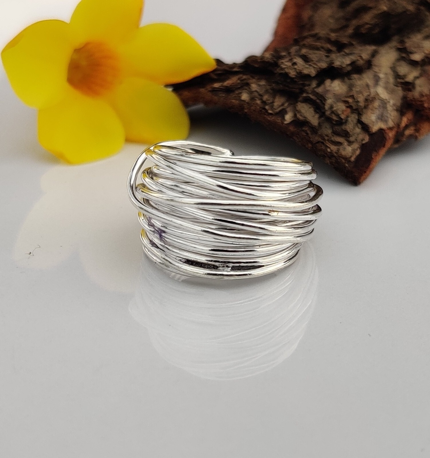 Handmade Wraparound Silver Wire Ring 925 Sterling Silver All Size Mo**