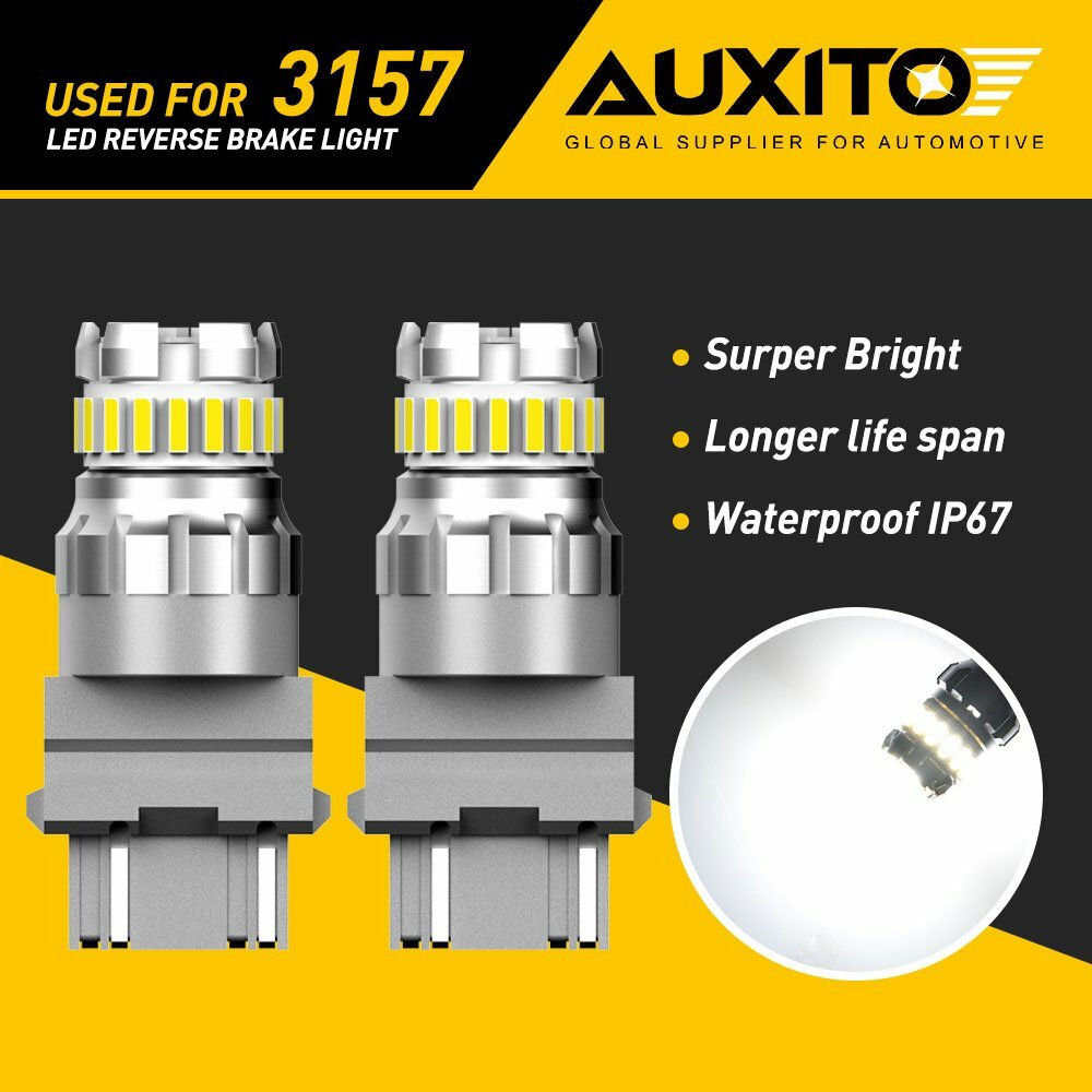 AUXITO 3157 3156 3057 4157 LED Reverse Brake Turn Signal Light Bulb 6500K White