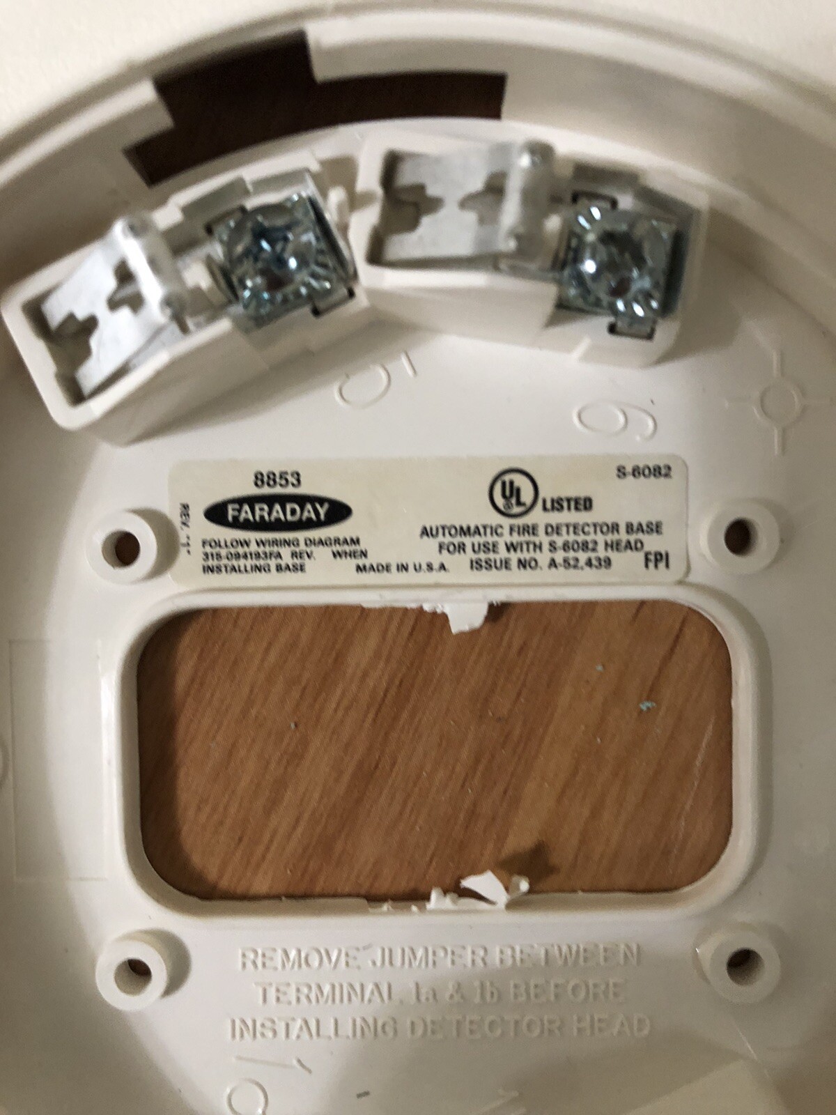 Faraday 8853 Smoke Detector Base