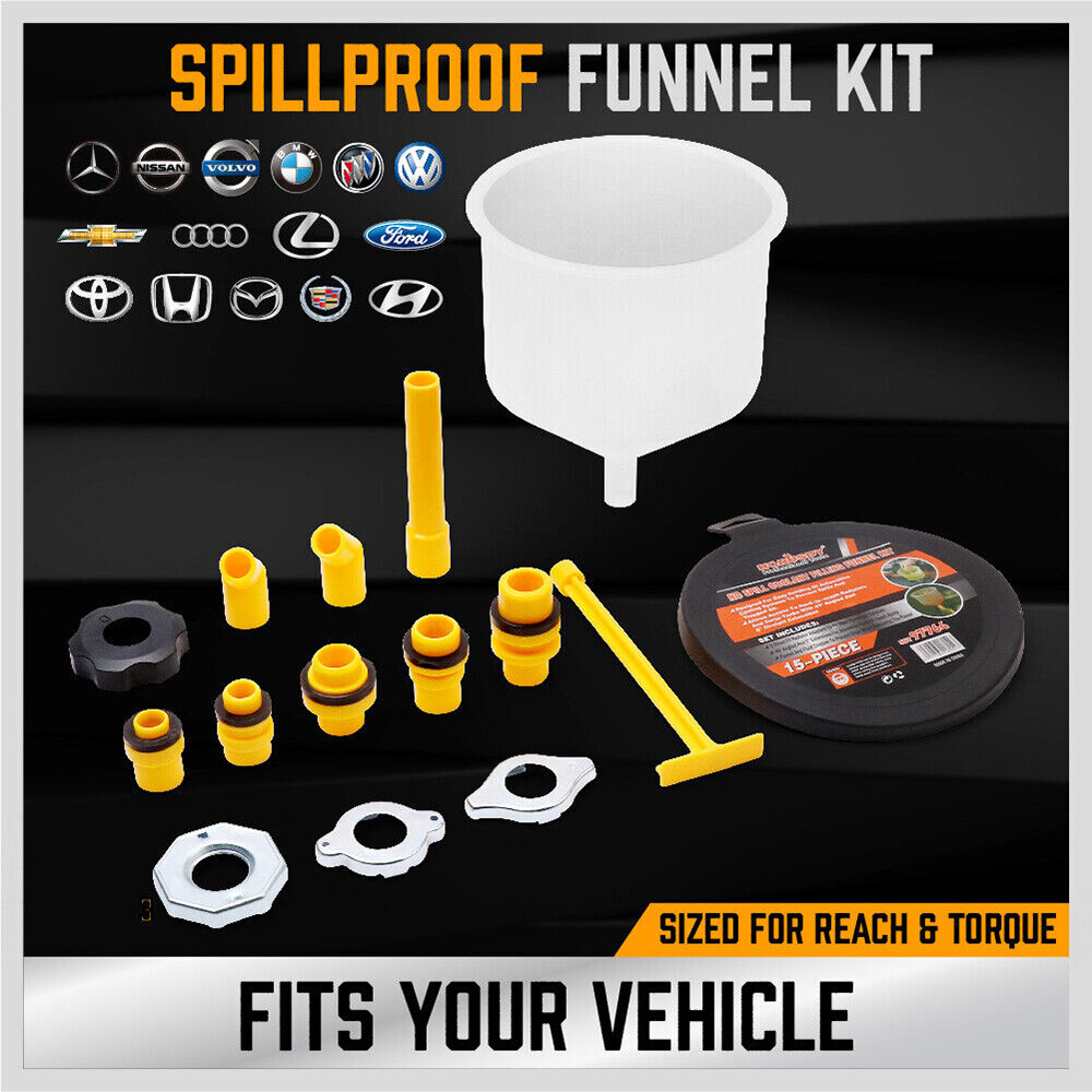 Spill Proof Radiator Coolant Filling Funnel Kit 15-pcs Cooling System Fill Kit