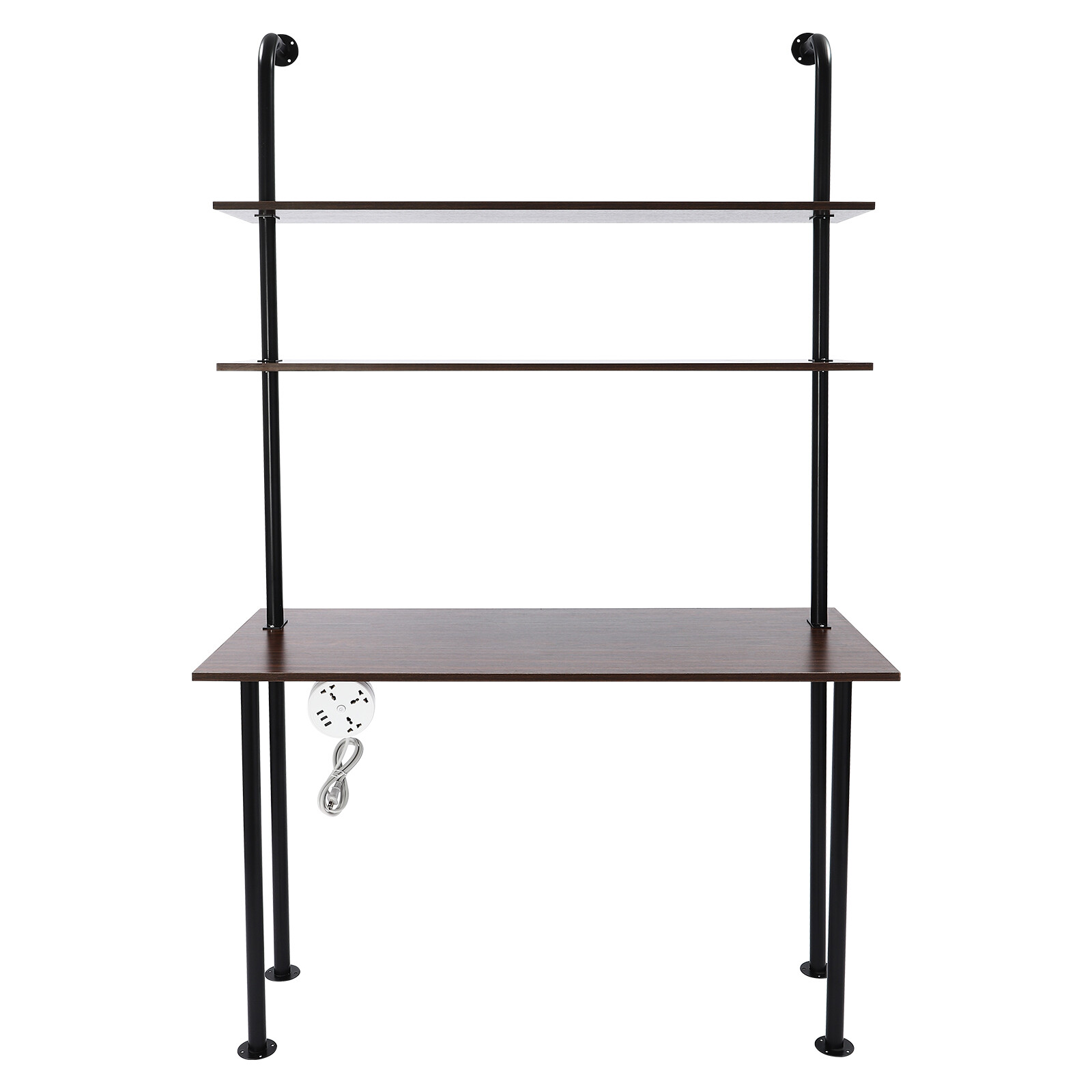 Wall Mounted Table Standing Desk Computer Laptop Desk W/Power Strip Modern Black