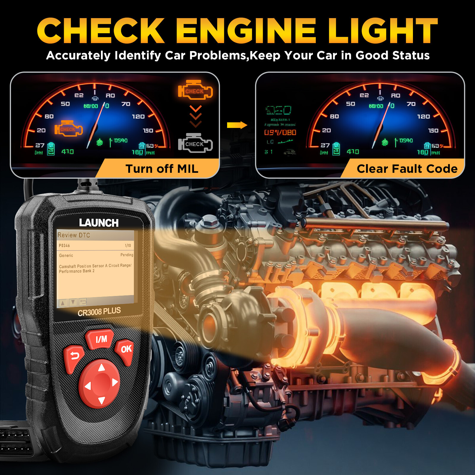 LAUNCH CR3008 PLUS Fault Code Reader Scanner OBD2 EOBD Car Diagnostic Scan Tool