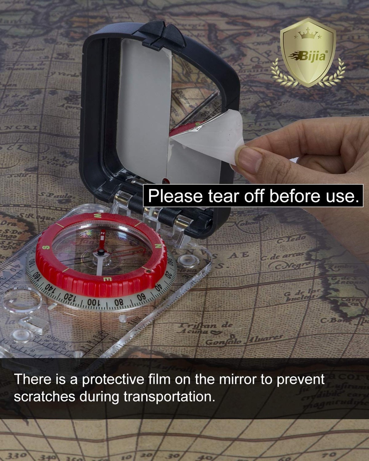 BIJIA Orienteering Map Compass -Sighting Mirror Compass with Adjustable Decli...