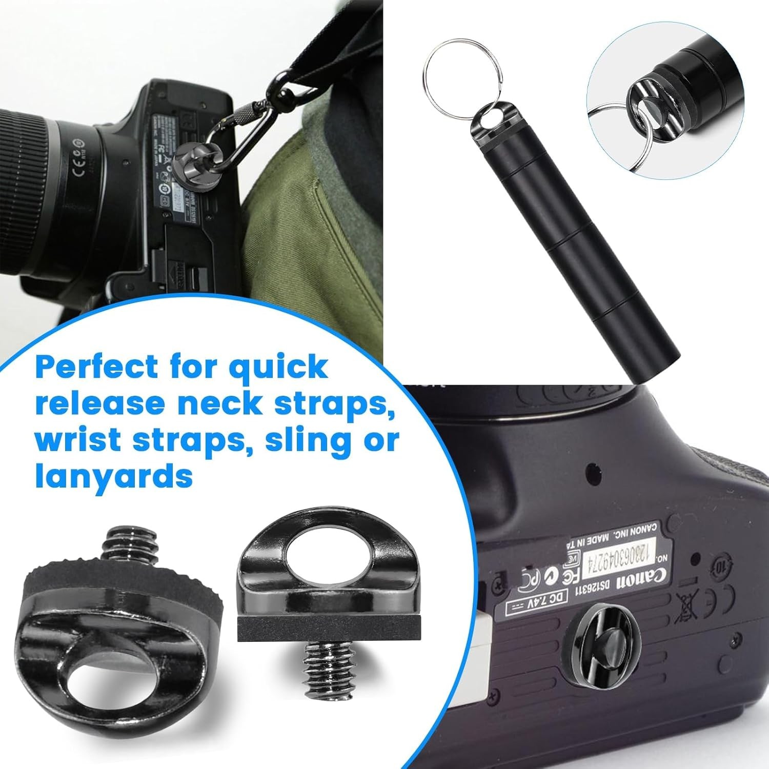 1/4" Camera Neck Strap Screw Holder, SDTC Tech 2 Pack 1/4-20 Thread Camera...