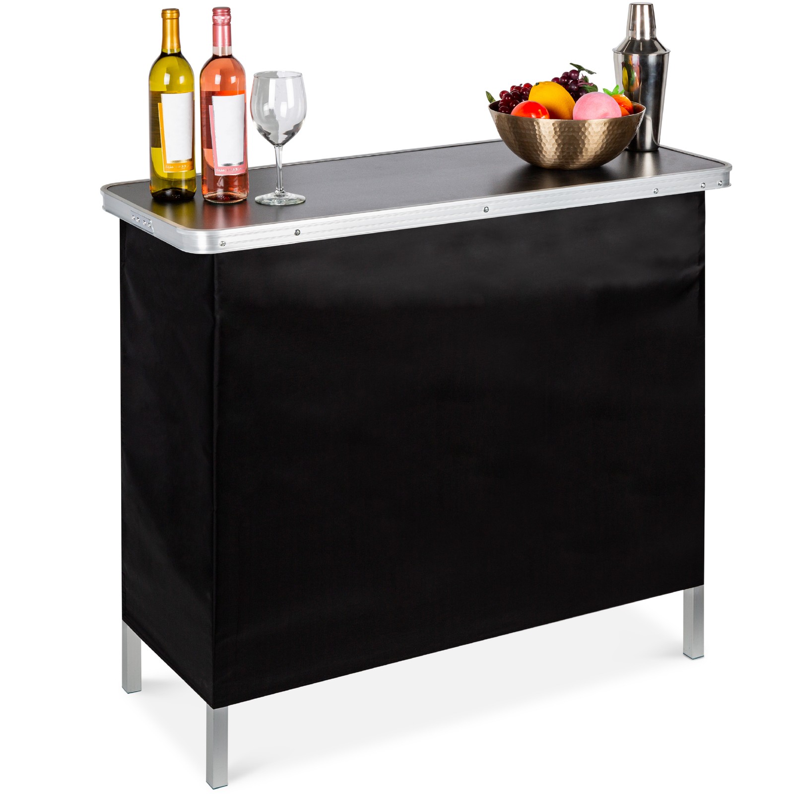 Best Choice Products Portable Pop-Up Bar Table w/ Carrying Case Removable Skirt