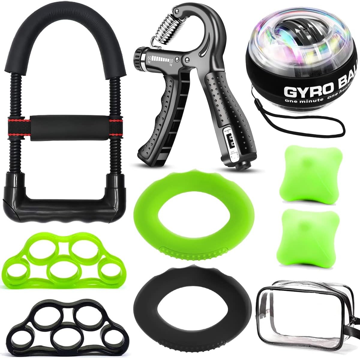 Hand Grip Strengthener Workout Kit (10Pcs) Hands Grip Strength Trainer, Forearm