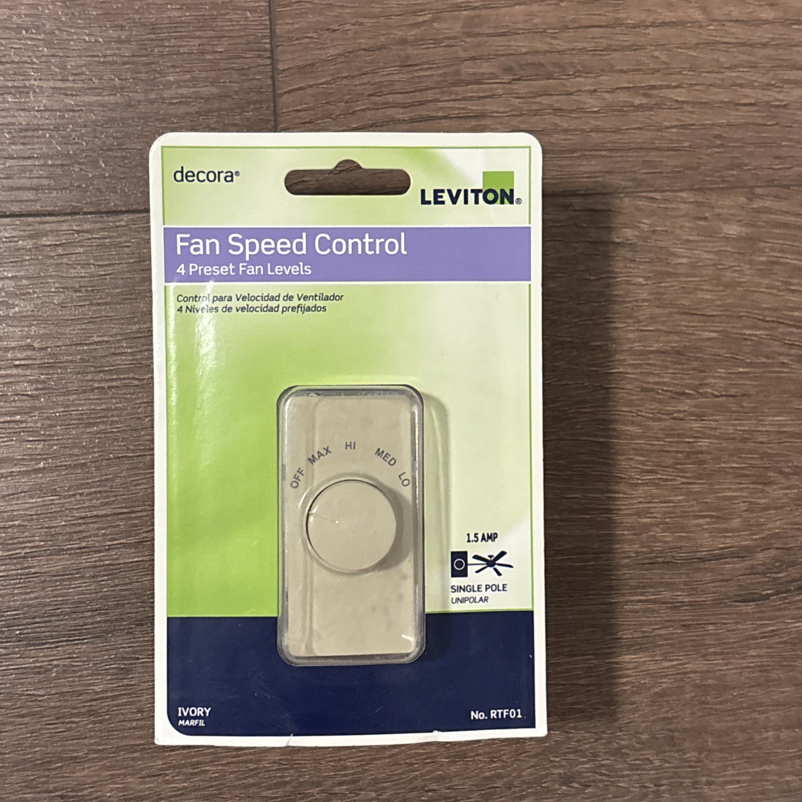 Leviton R23-RTF01-10I Ivory 1.5A 120V Metal Rotary Fan Speed Control 6.8 H in.