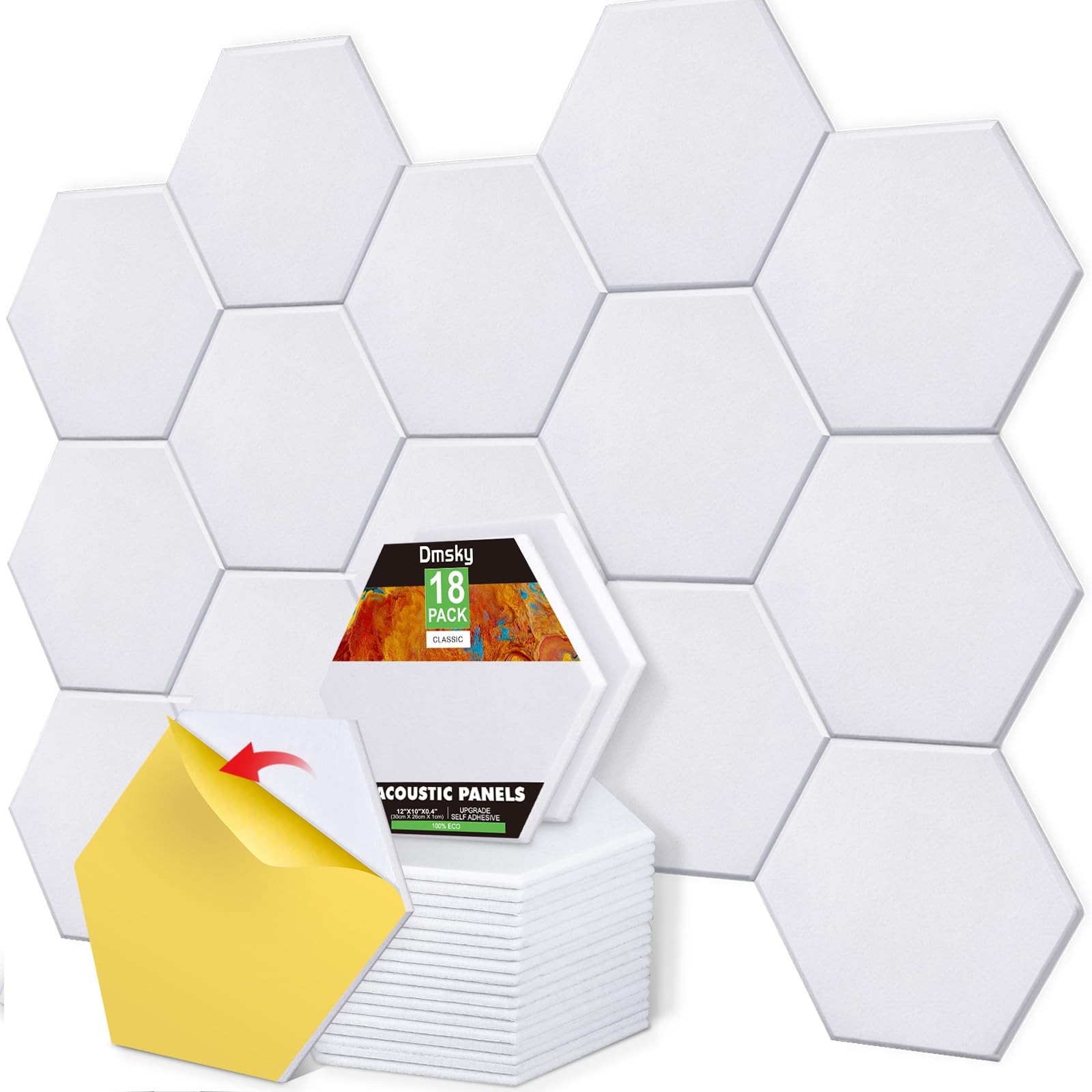 18 Pack Self-adhesive Acoustic Panels Soundproof Wall Panels 12"X10"X 0.4" So