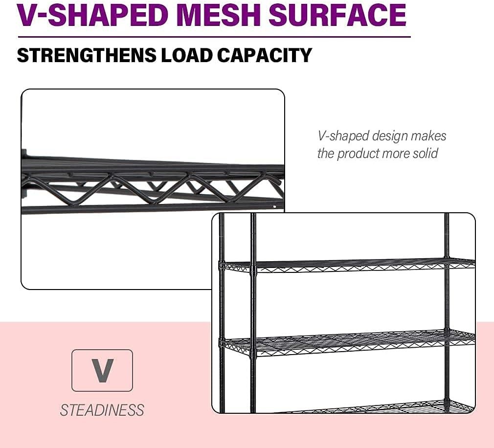 48"L×18"W×82"H Wire Shelving Unit Storage Cart Metal Shelf Rolling Utility Ca...