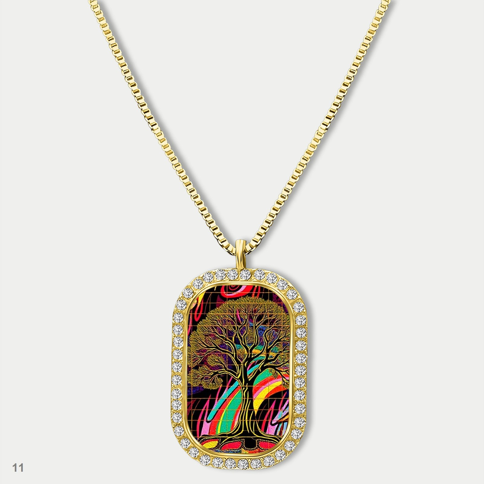 Amazing Colorful Tree of Life Pendant Necklace Chain Image Dog Tag Chain Gift De
