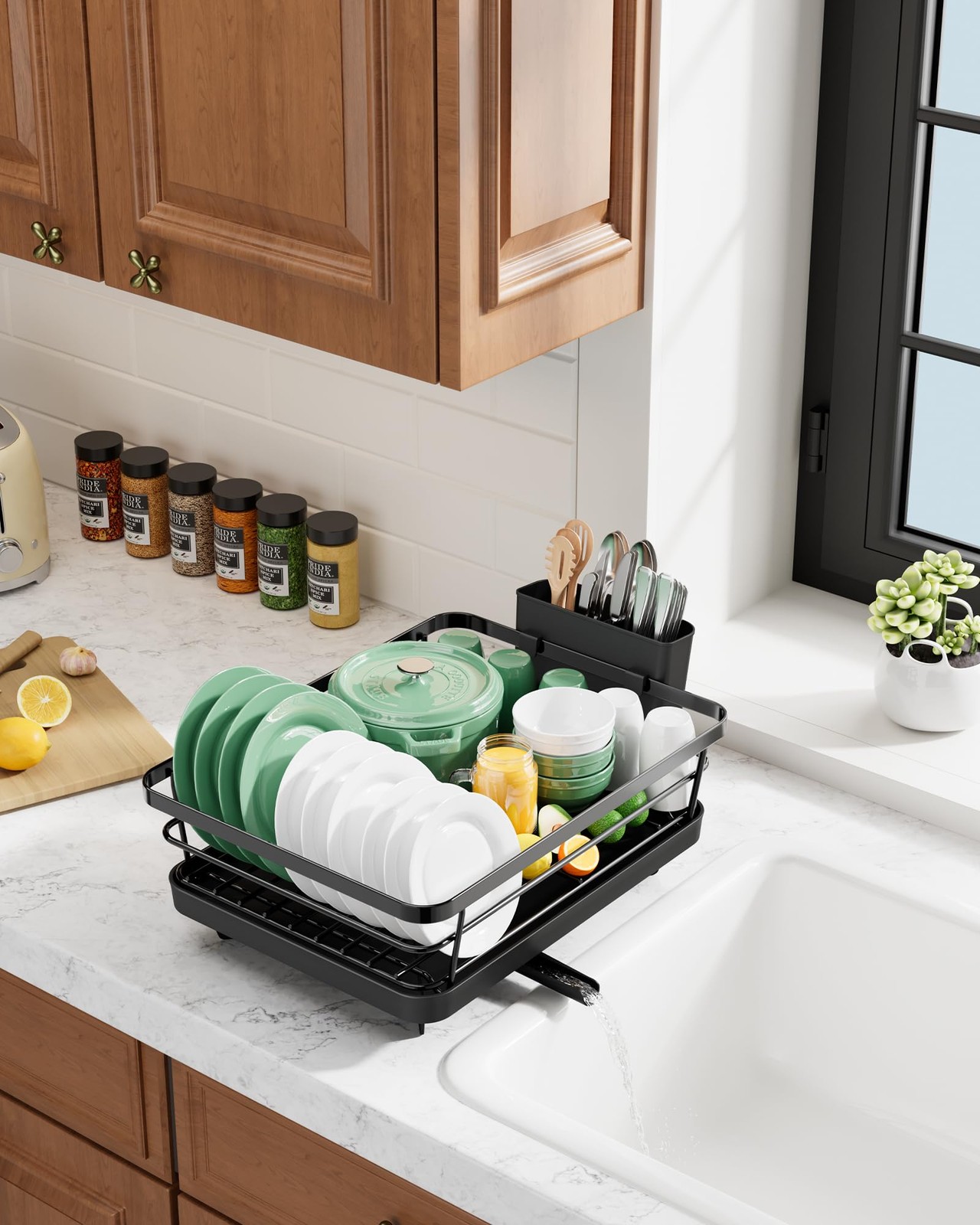 Dish Drying Rack for Kitchen Counter, Stainless Steel Sink Organization and S...