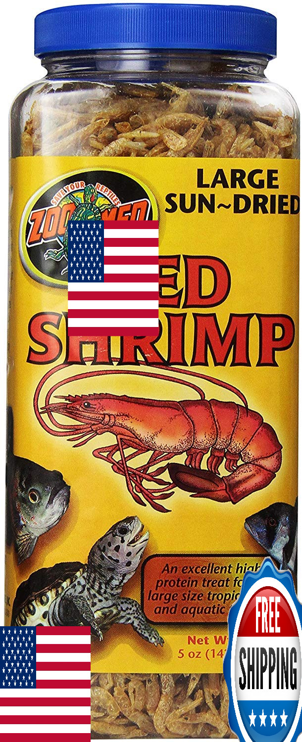 Zoo Med Large Sun-Dried Red Shrimp 5 oz - 4 Pack Reptile Fish Amphibian Food