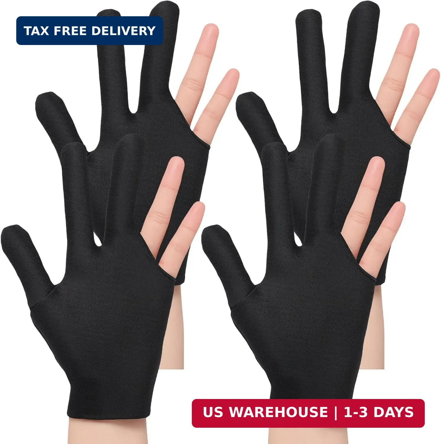 4 Pcs Billiard Pool Gloves, 3 Fingers Billiards Glove, Pool Glove Left Hand, Bre