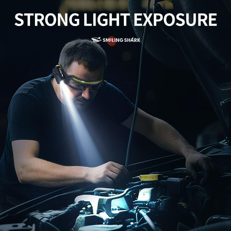 LED Safety Glasses w/ Lights Rechargeable Headlight Touch Control Hands-Free