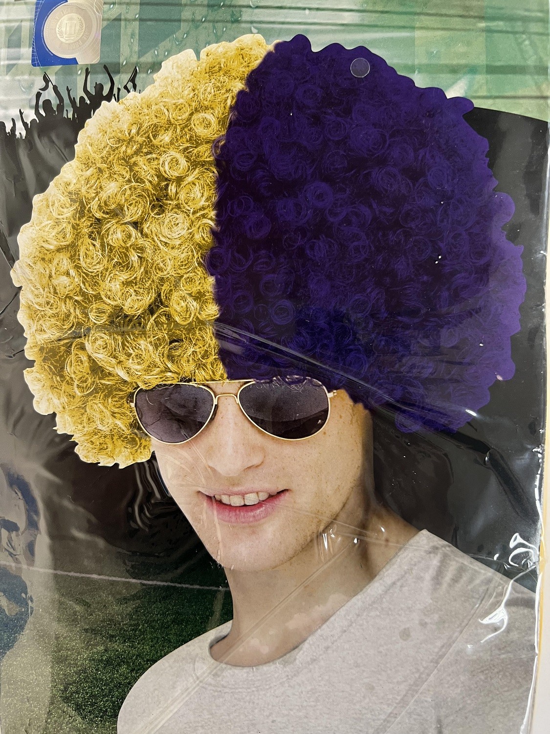 LSU Tigers Afro Wig NCAA College Game Day Sports Fan Adult Costume Accessory