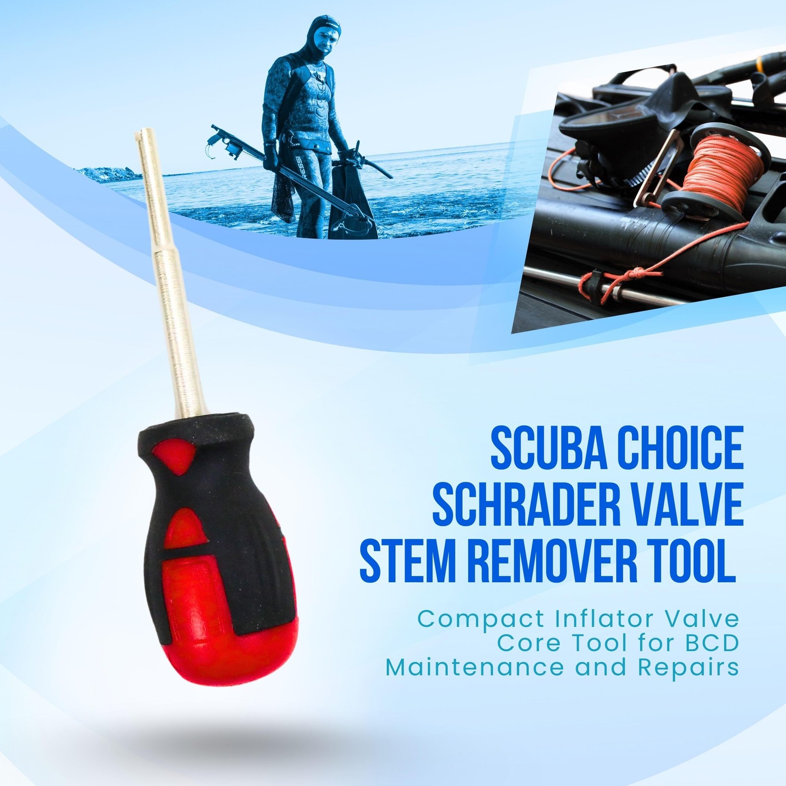Scuba Choice Diving Dive Tool Schrader Valve Stem Remover One Size, Red