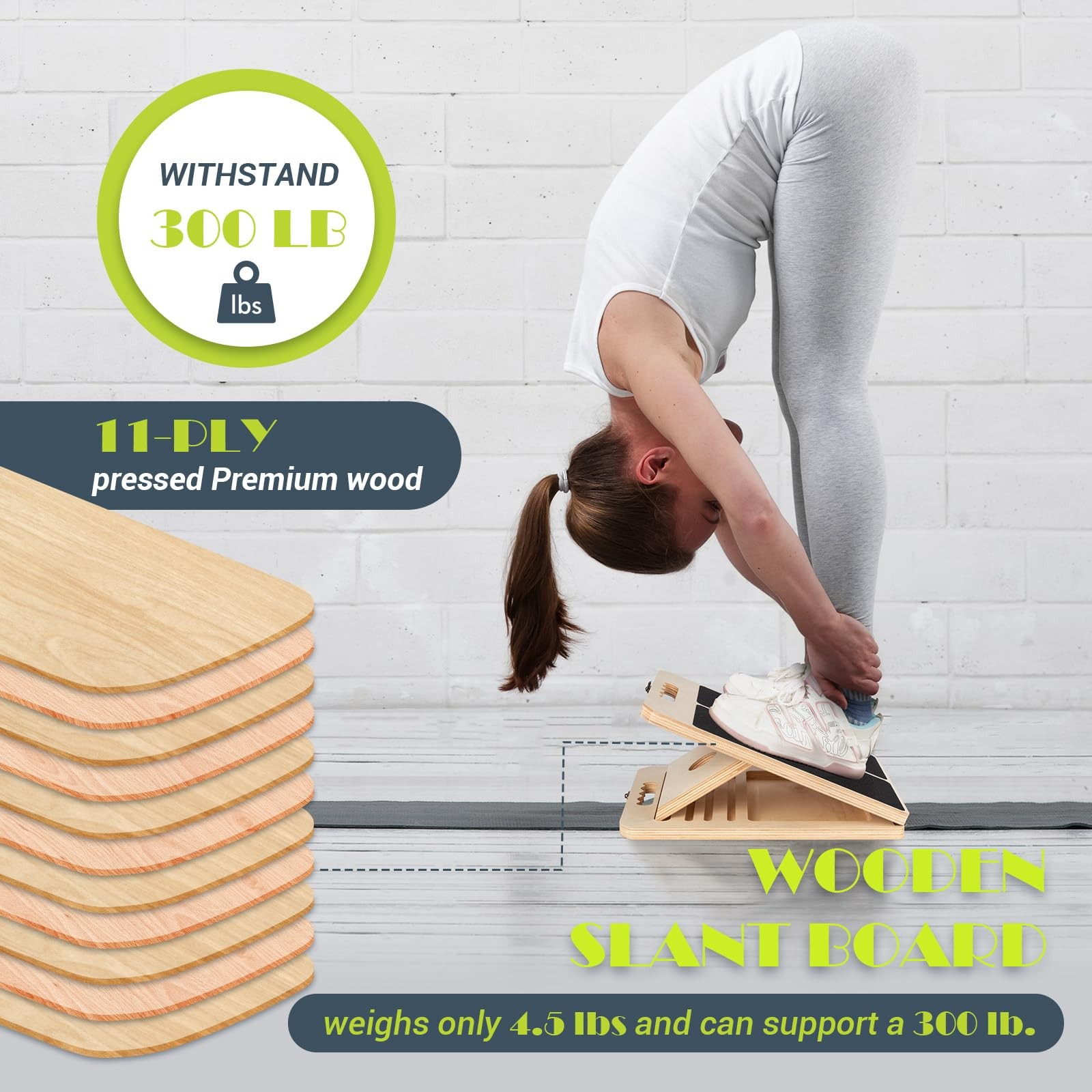 Slant Board for Calf Stretching, Adjustable Portable Wooden Incline Board for...