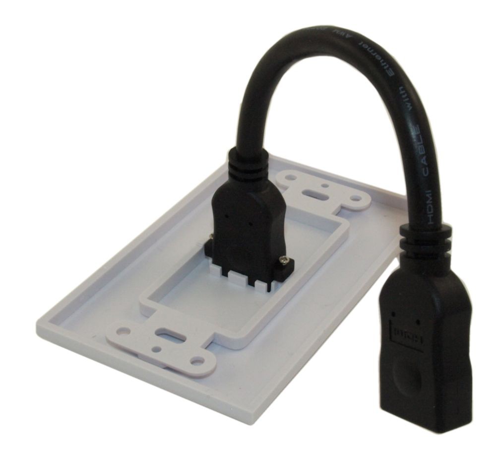 Wallplate HDMI (Single) w/4 Built-in Flexible Extension Cable White