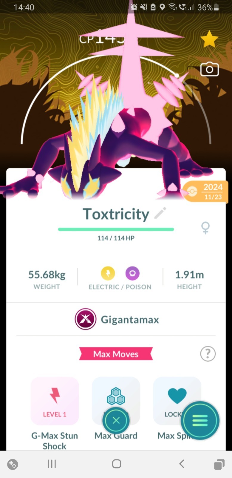 ⚡Non Shiny Gigantamax Toxtricity (Riffex) Wild Area Pokemon GO⚡ Registered/PTC