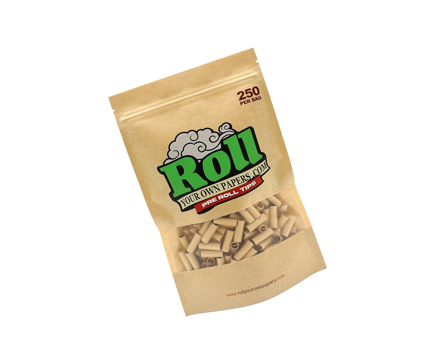 Natural Unbleached Pre-Rolled Filter Tips Ø6.5mm 250 Tips