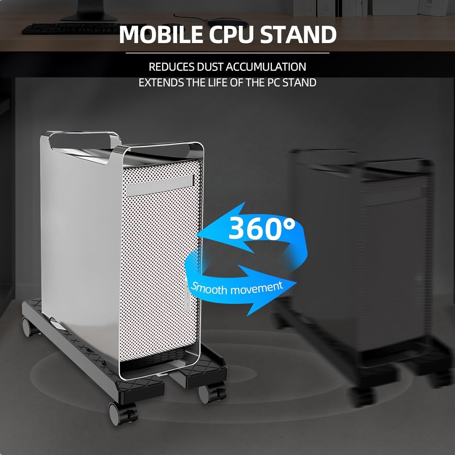 Adjustable Computer Tower Stand, PC Stand Mobile CPU Stand with 4 Rolling Caster