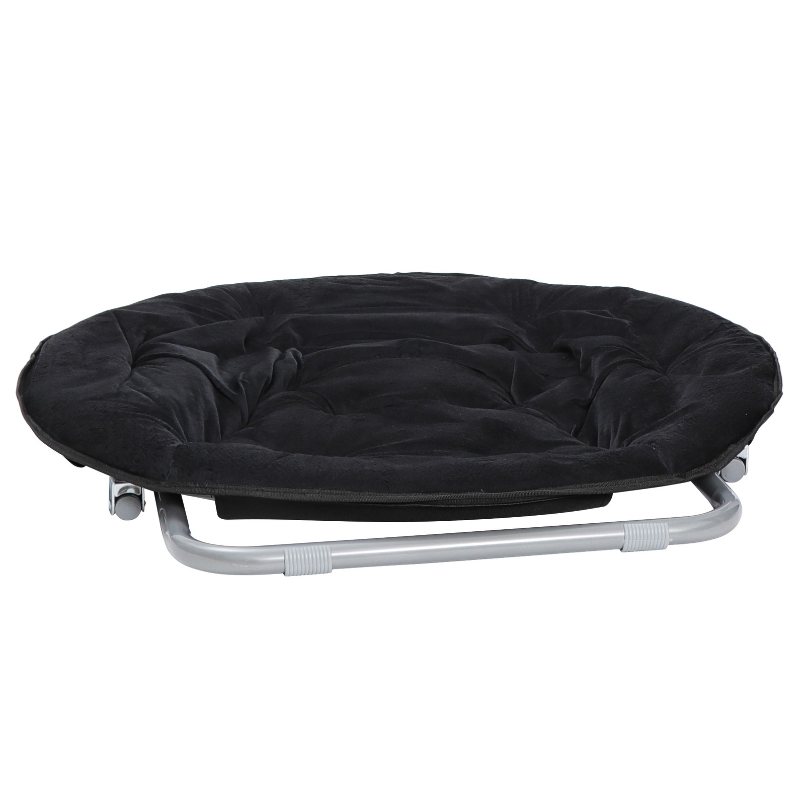 Saucer Chair for Adults Faux Fur Circle Chair Foldable Comfy Accent Seat Black